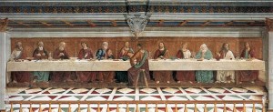 Ultima Cena, anno 1476, affresco su muro, Tavarnelle Val di Pesa (provincia di Firenze), abbazia di San Michele Arcangelo.